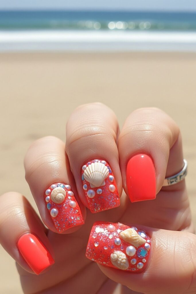 Coral Reef Accents Nails