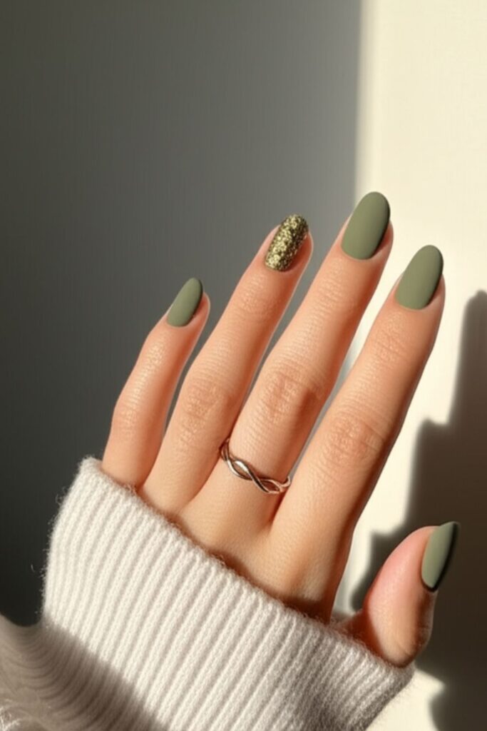 Matte Olive Nails