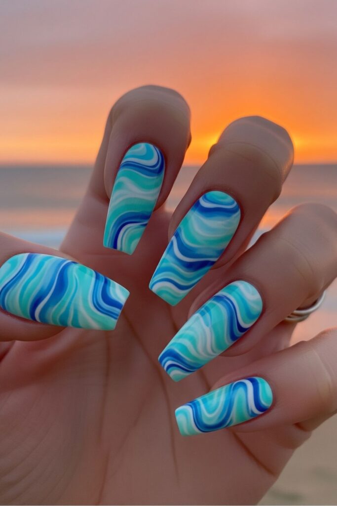 Ocean Marble Nails