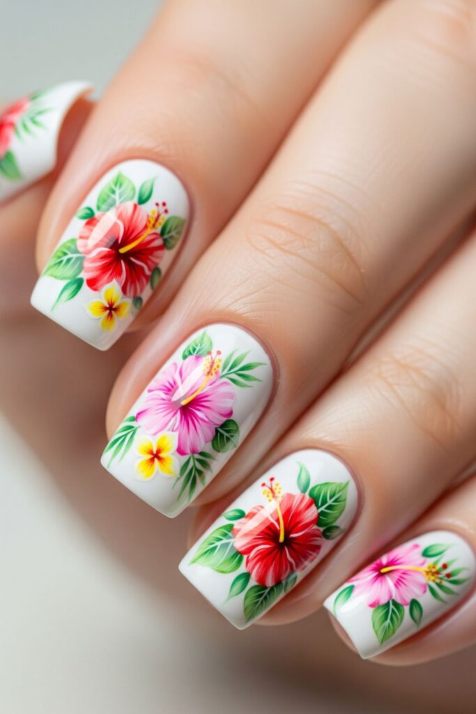 Tropical Flower Nails