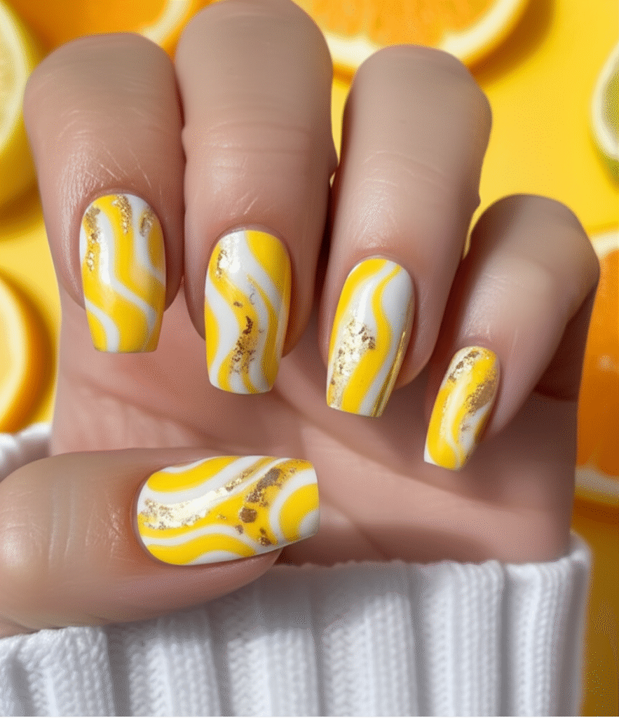Lemonade Swirl Nails