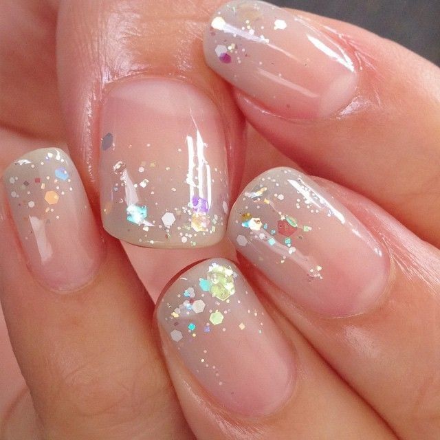 Clear Jelly Nails with Glitters