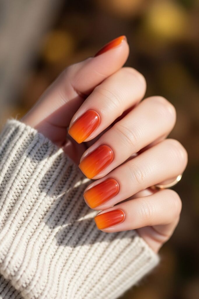 Burnt Orange Gradient Nails