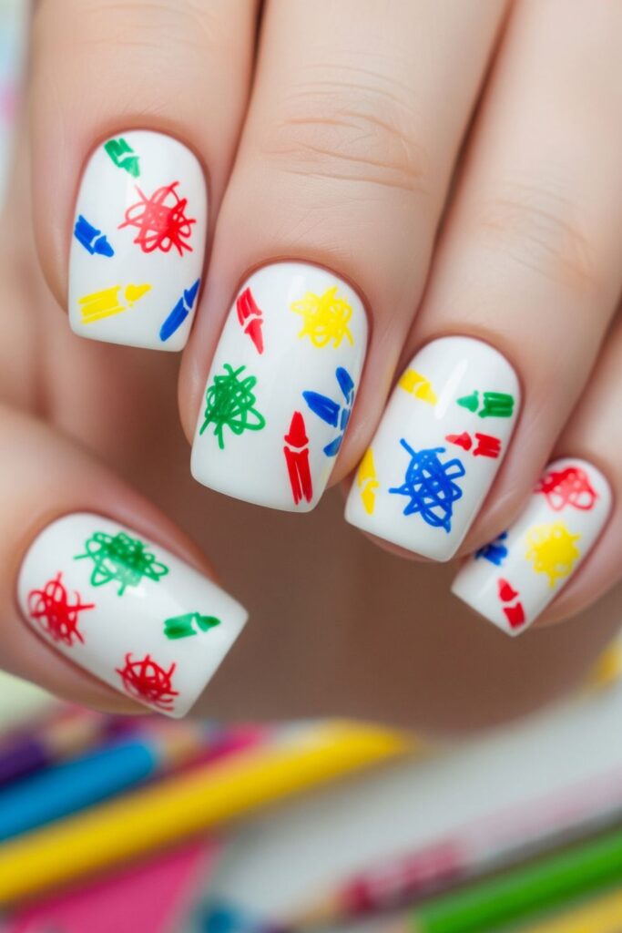 Crayon Scribble Accent Nails