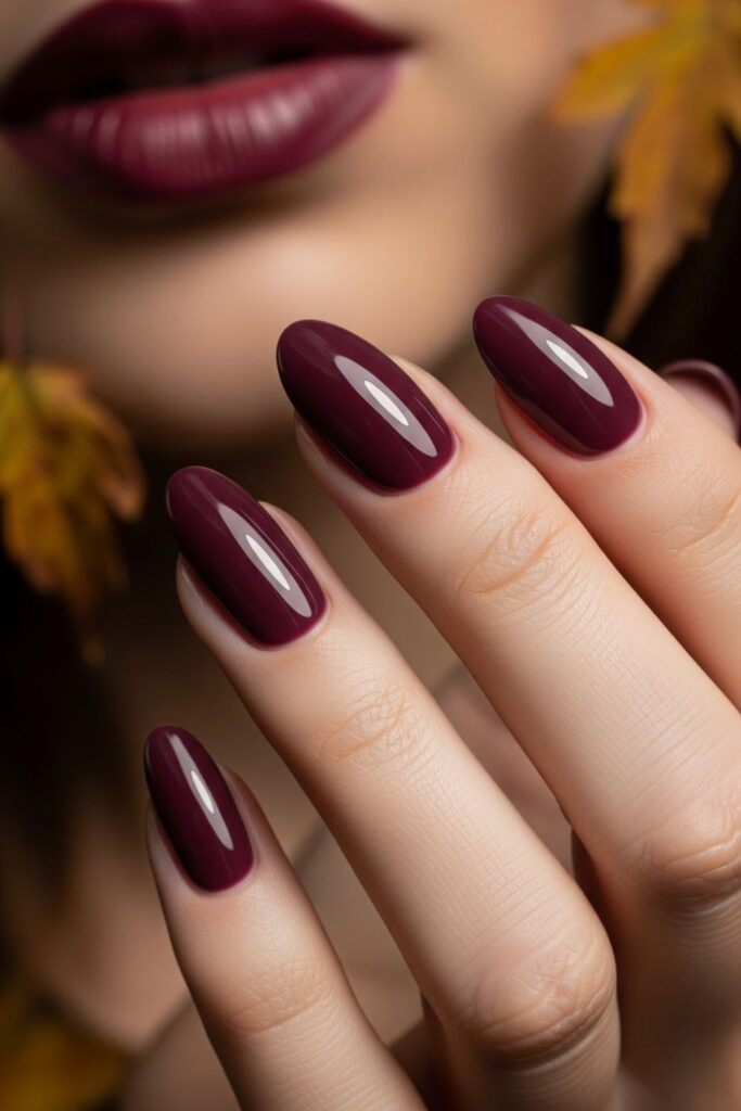 Plum Wine Gloss Oval Nails