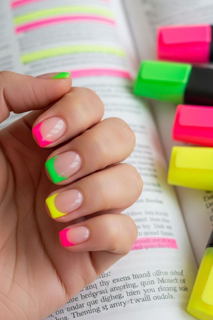 Highlighter Neon Tip Nails