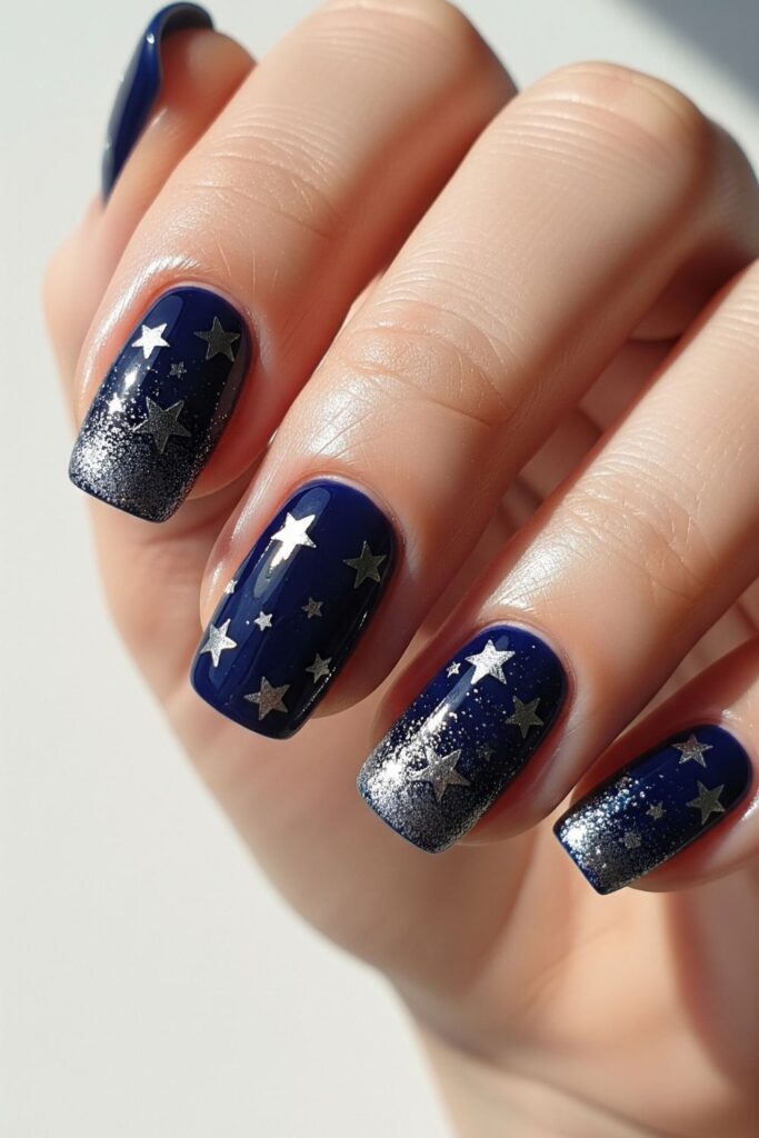 Midnight Sky Glitter Nails