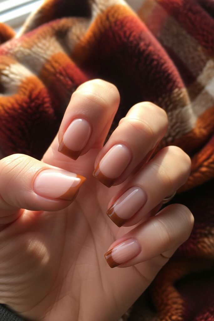 Cinnamon French Tip Nails