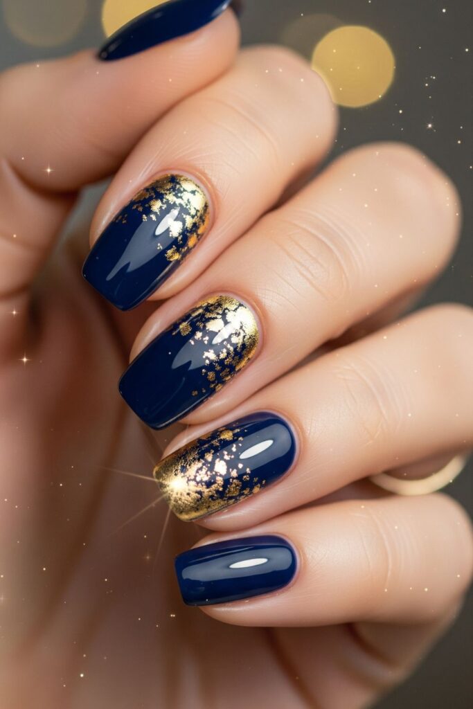 Gilded Midnight Nails