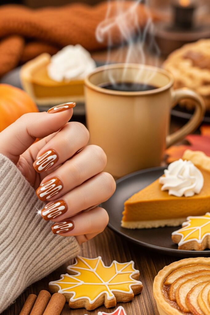 Caramel Drizzle Nails