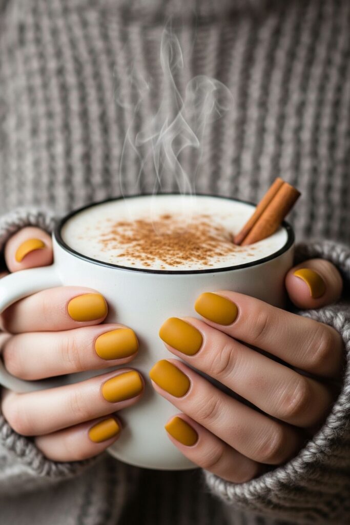 Mustard Matte Nails
