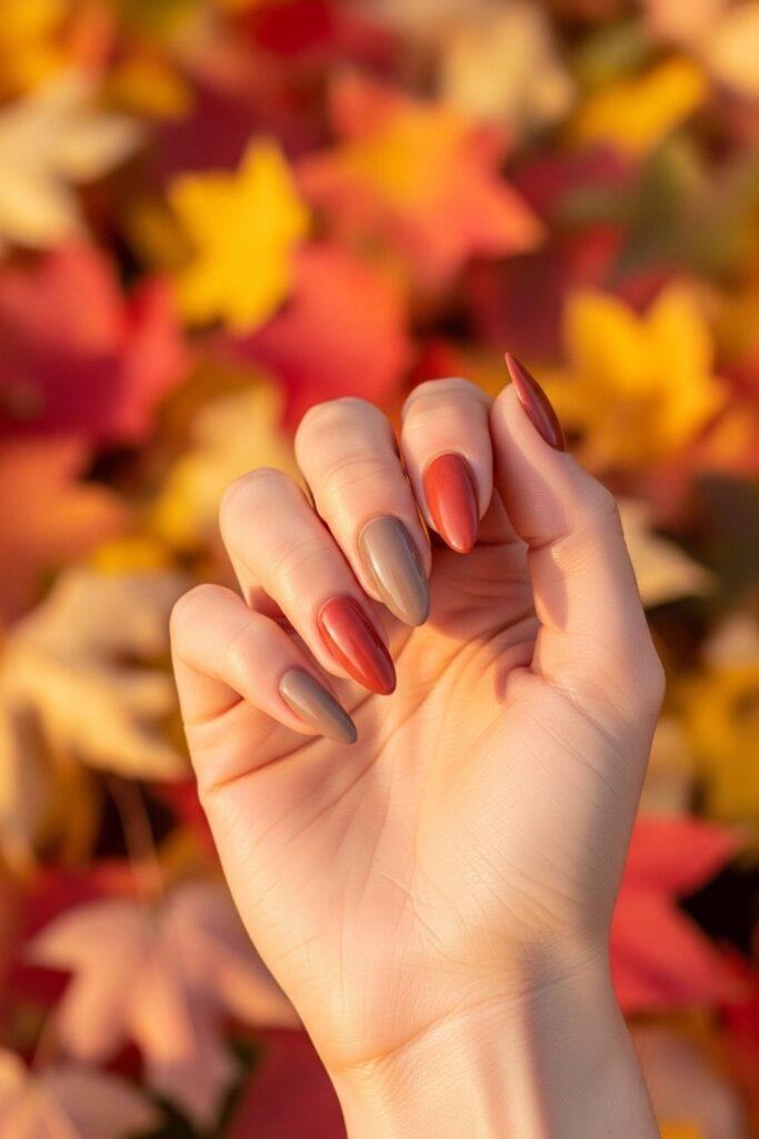 Taupe & Terracotta Mix Nails