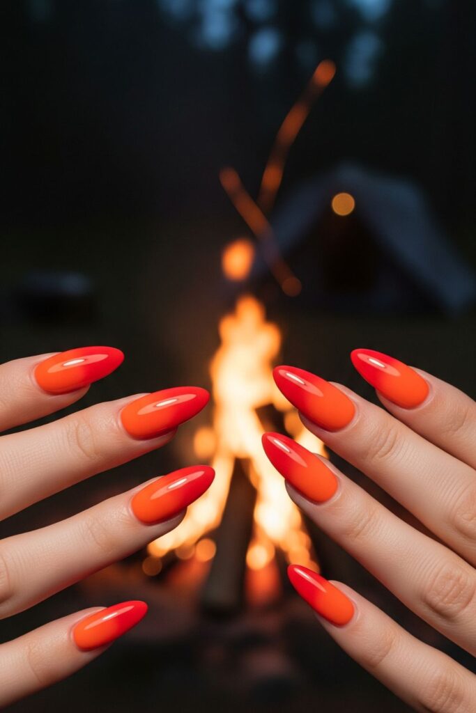 Bonfire Glow Ombre Nails