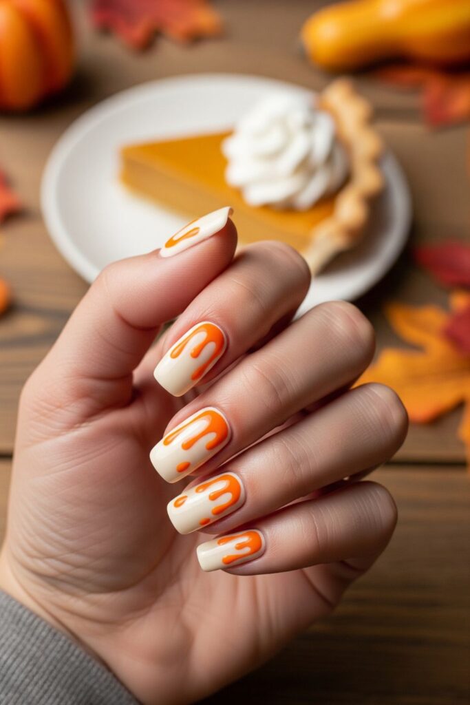 Pumpkin Pie Drip Nails