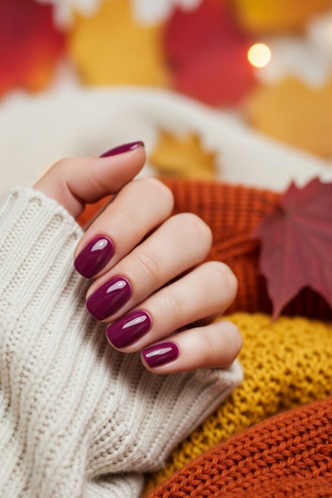 Deep Plum Elegance Nails