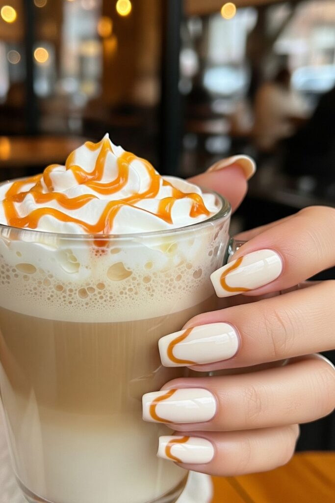 Caramel Drizzle Tips Nails