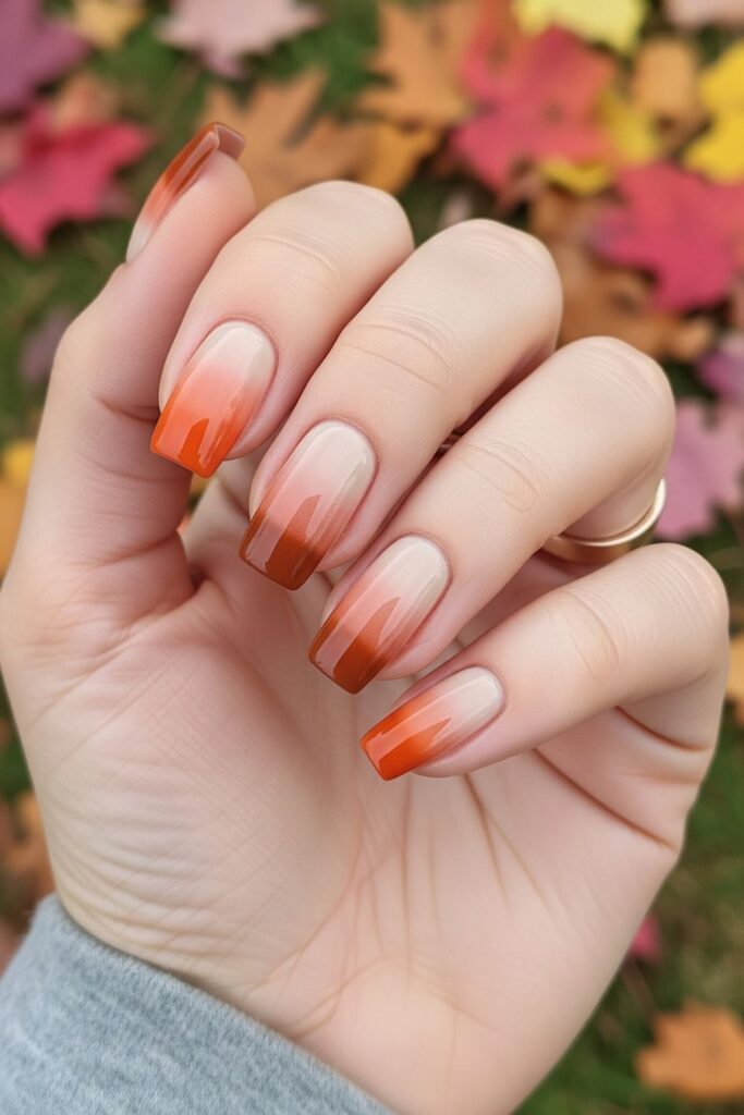 Pumpkin Spice Gradient Nails