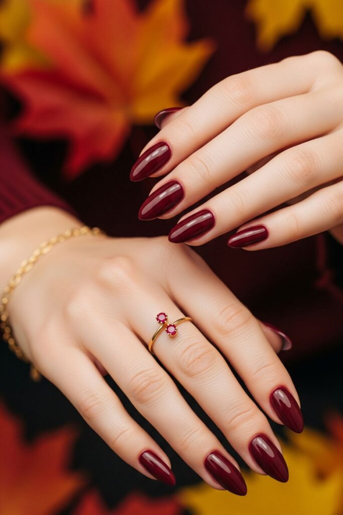 Deep Burgundy Gloss Nails