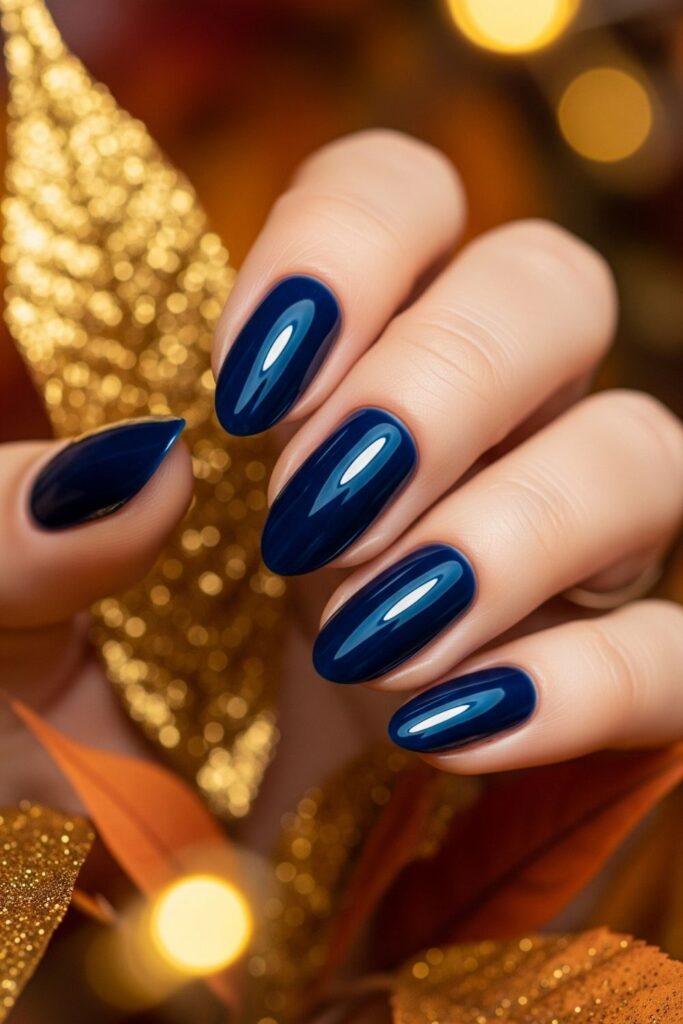 Midnight Blue Gloss Nails