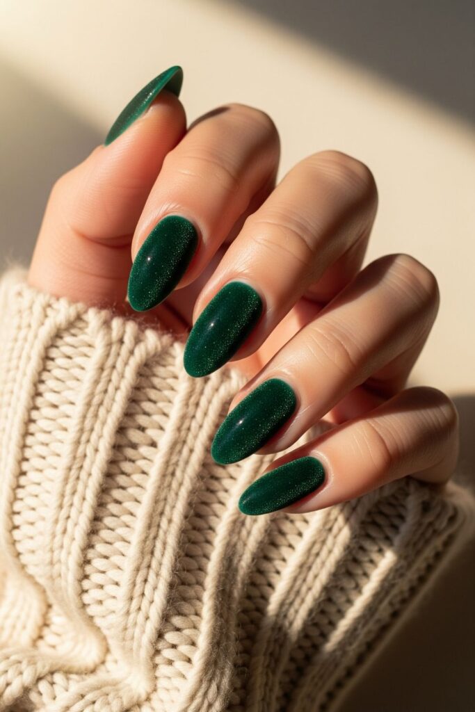 Emerald Velvet Nails