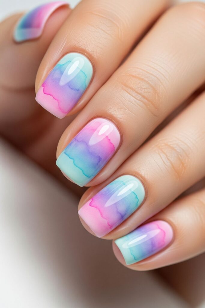 Watercolor Sunset Nails