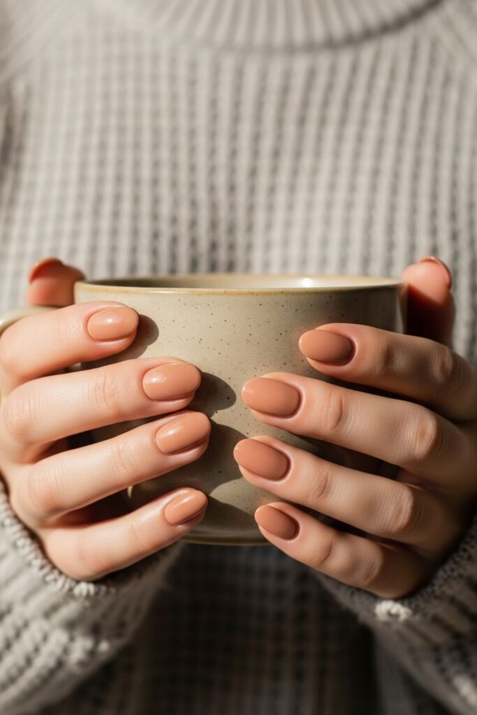 Caramel Nude Gloss Nails