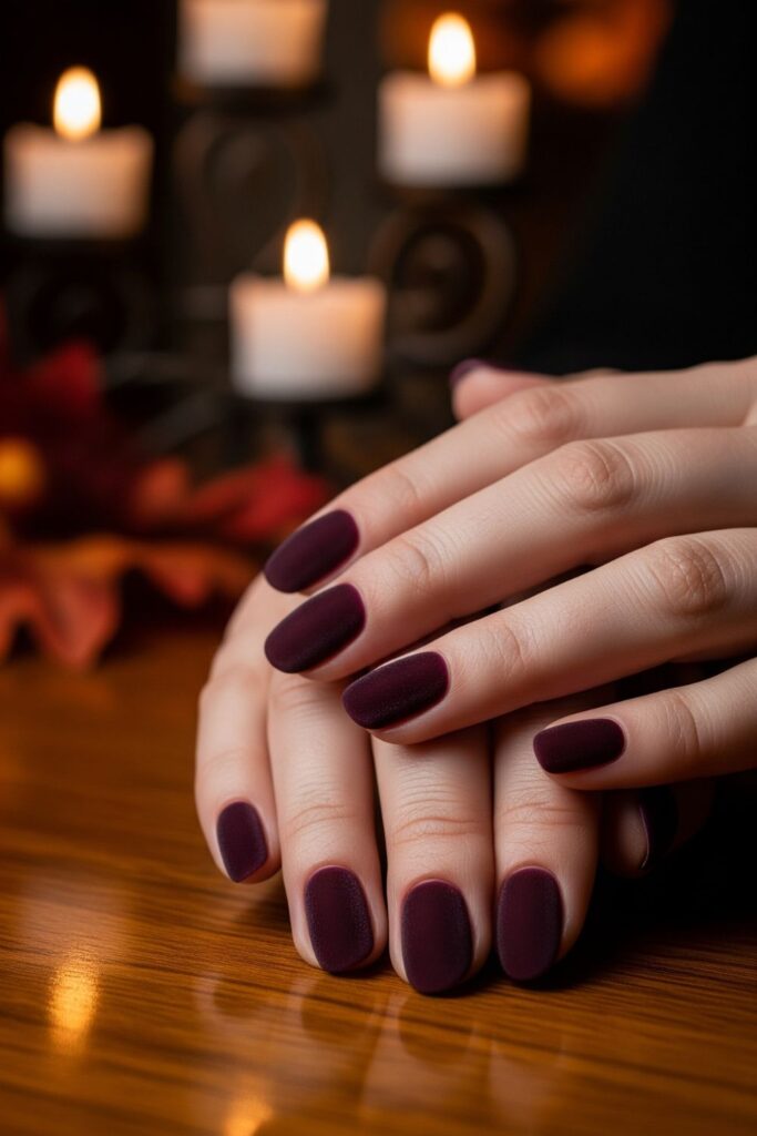 Smoky Plum Velvet Nails