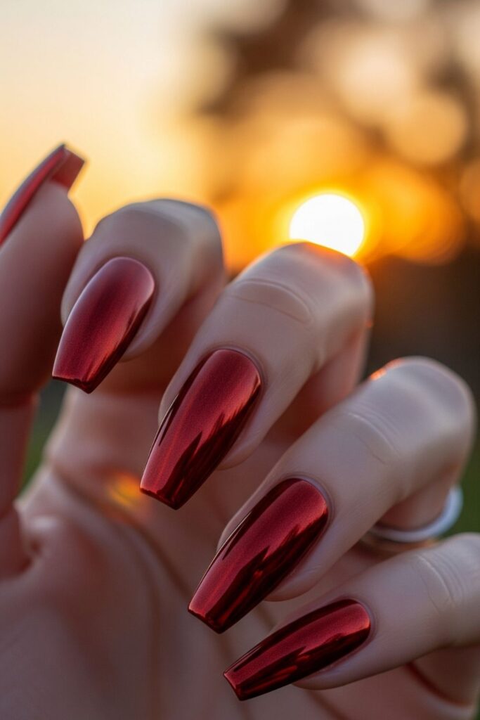 Rusty Red Metallic Nails