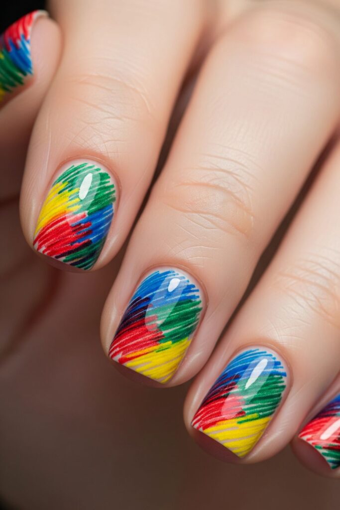 Crayon Scribble Nails