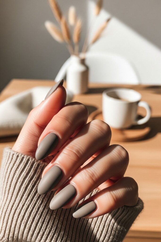 Taupe Grey Minimalist Nails