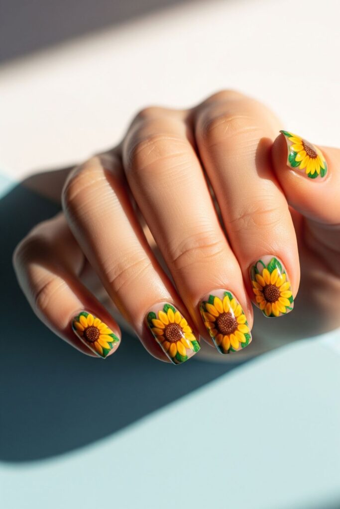 Sunflower Charm Nails