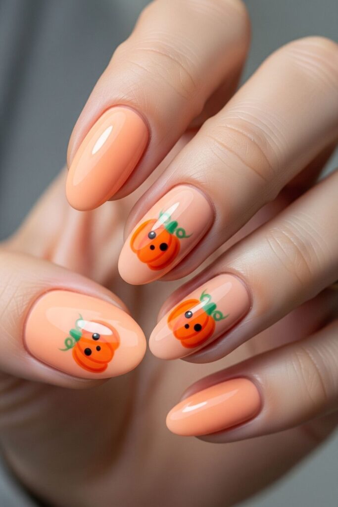 Pumpkin Accent Nails