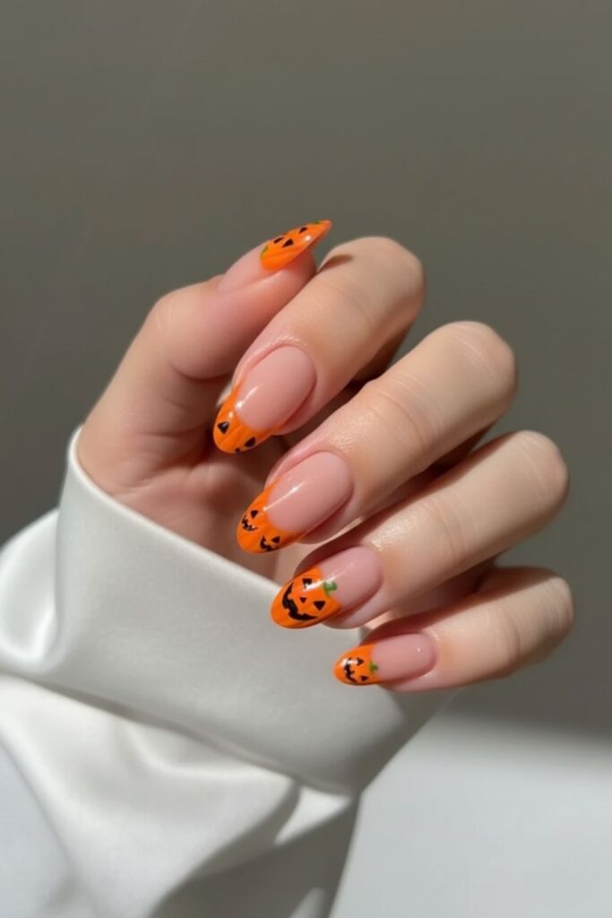 Classic Pumpkin Tip Nails