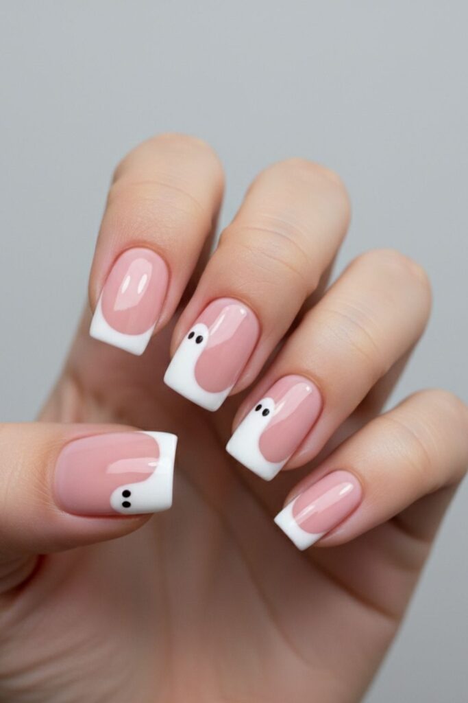 Pink Ghost Tip Nails