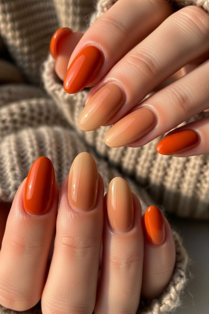 Pumpkin Spice Gradient Nails