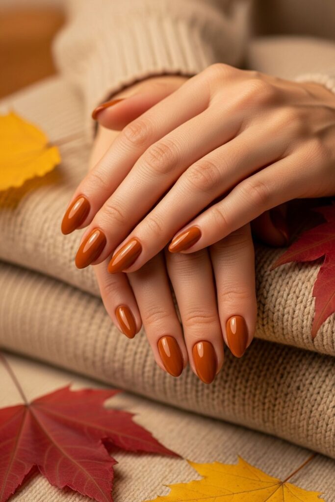 Warm Caramel Gloss Nails