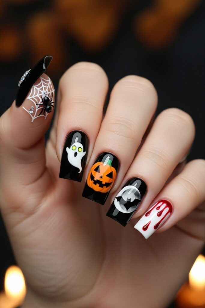 Classic Black Square Nails
