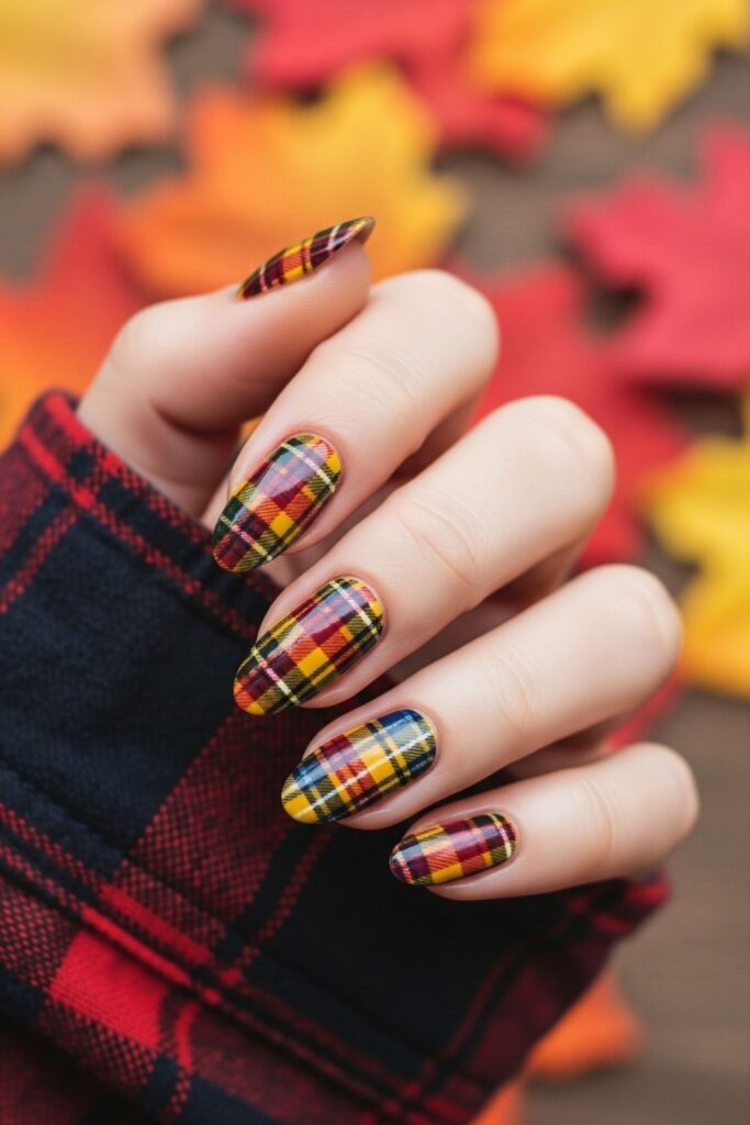 Harvest Plaid Nails