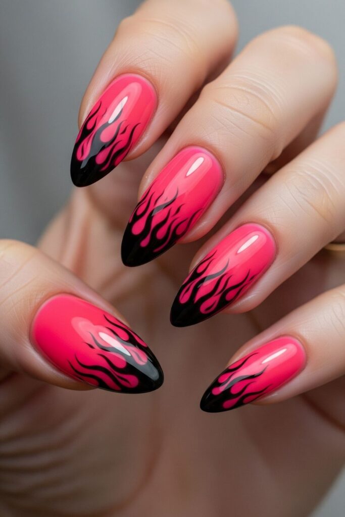 Pink Flame Nails