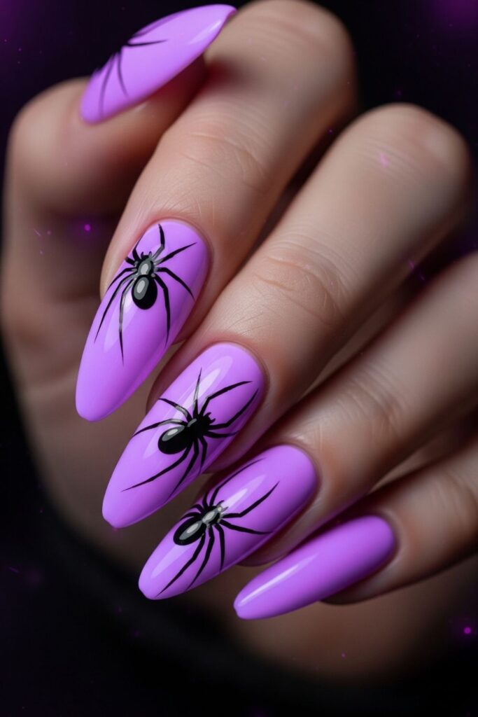 Neon Purple Spider Nails