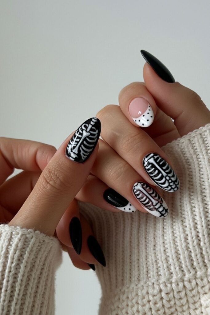 Skeleton Accent Nails