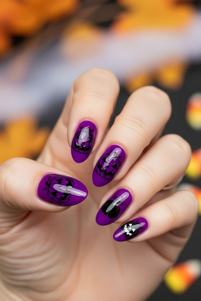 Purple Pumpkin Nails
