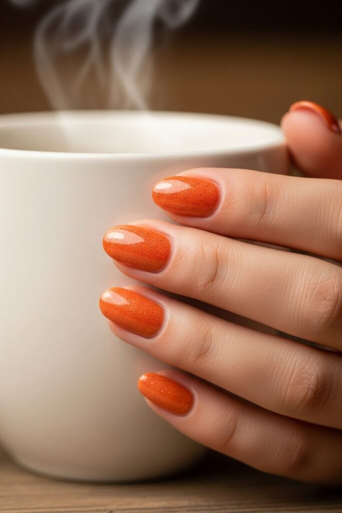 Sparkly Pumpkin Spice Nails