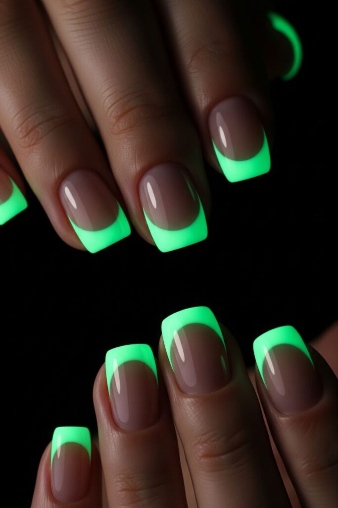 Glow-in-the-Dark Tip Nails