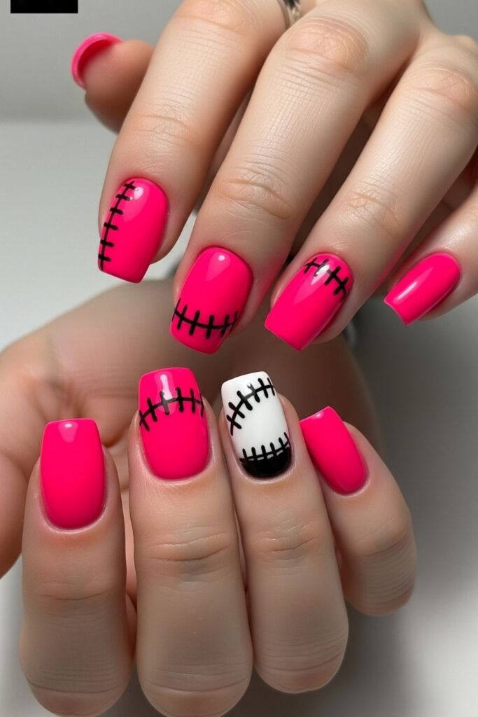 Pink Frankenstein Nails
