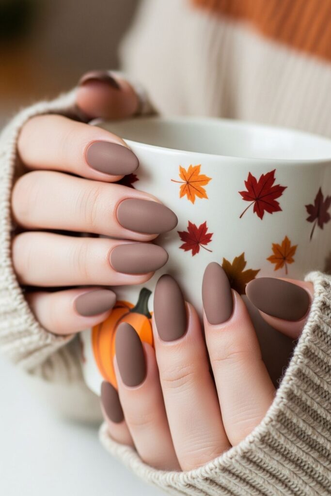 Cozy Taupe Matte Nails