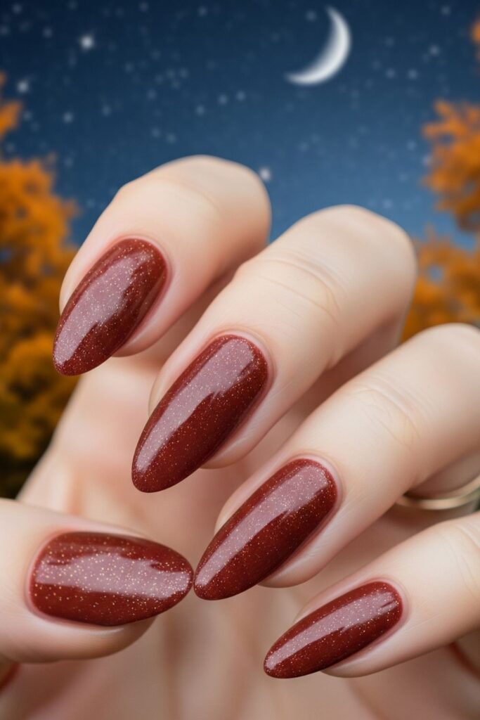 Burnt Sienna Glitter Nails