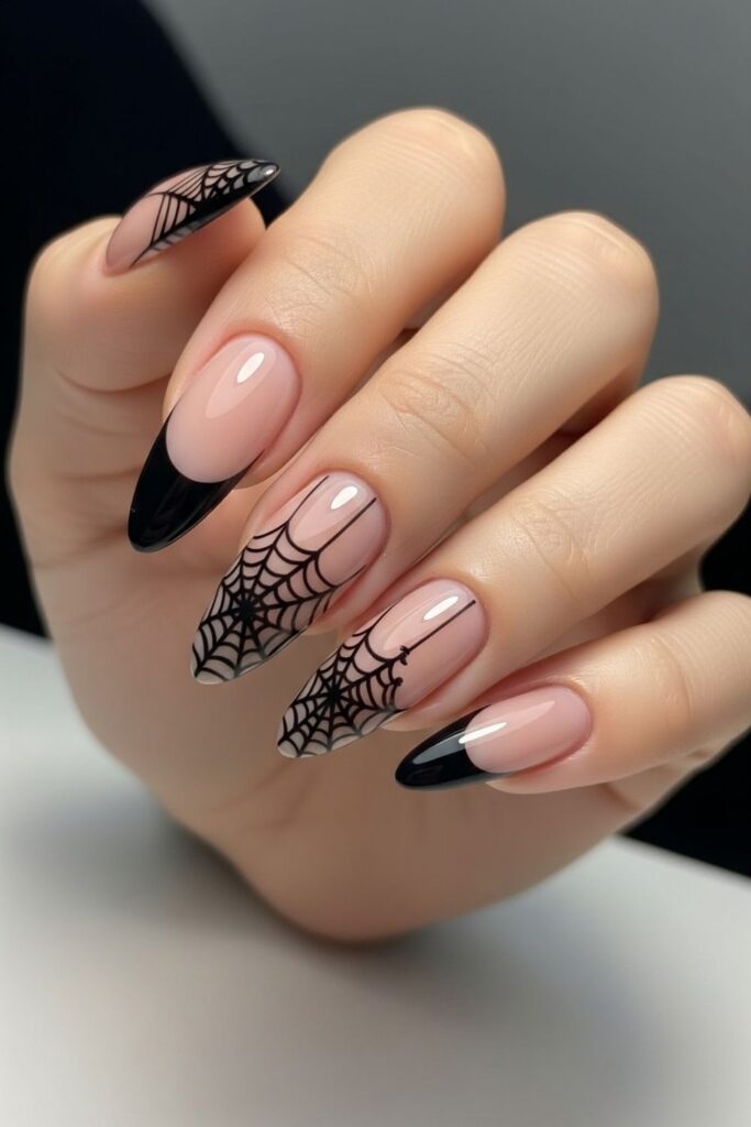 Webbed French Almond Nails