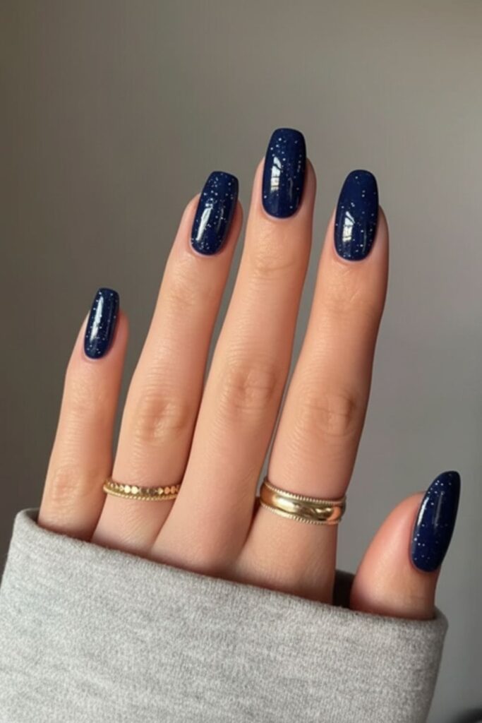 Glittery Midnight Sky Nails