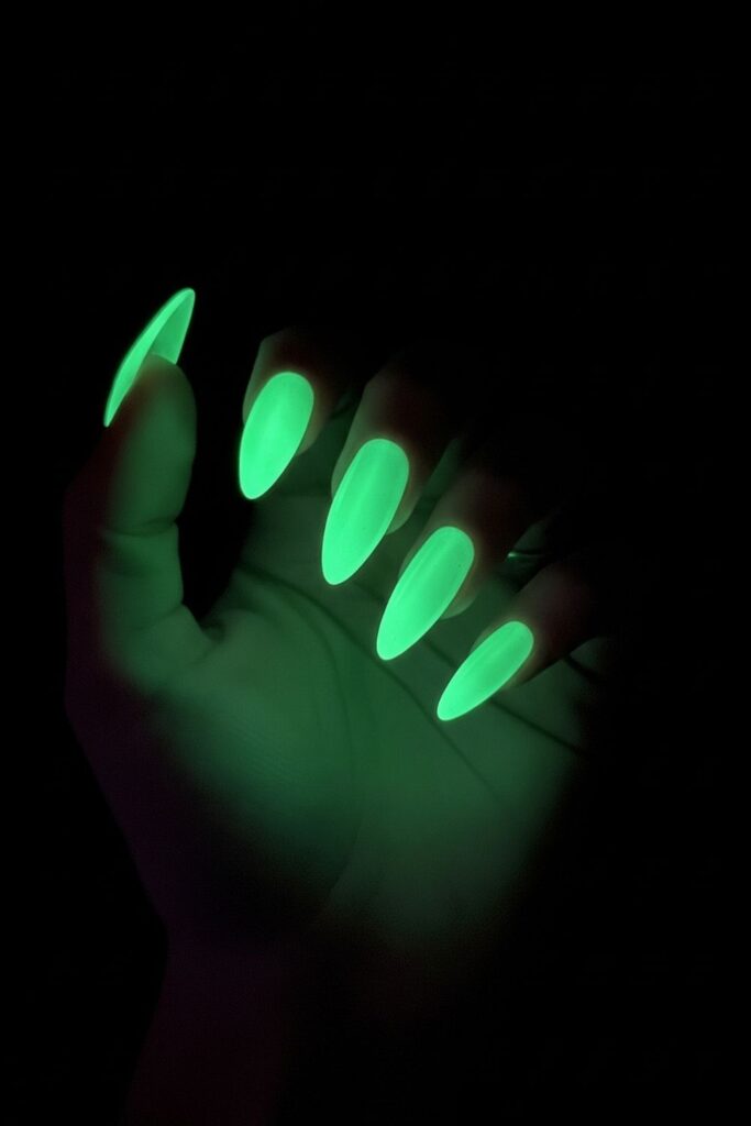 Glow-in-the-Dark Almond Nails